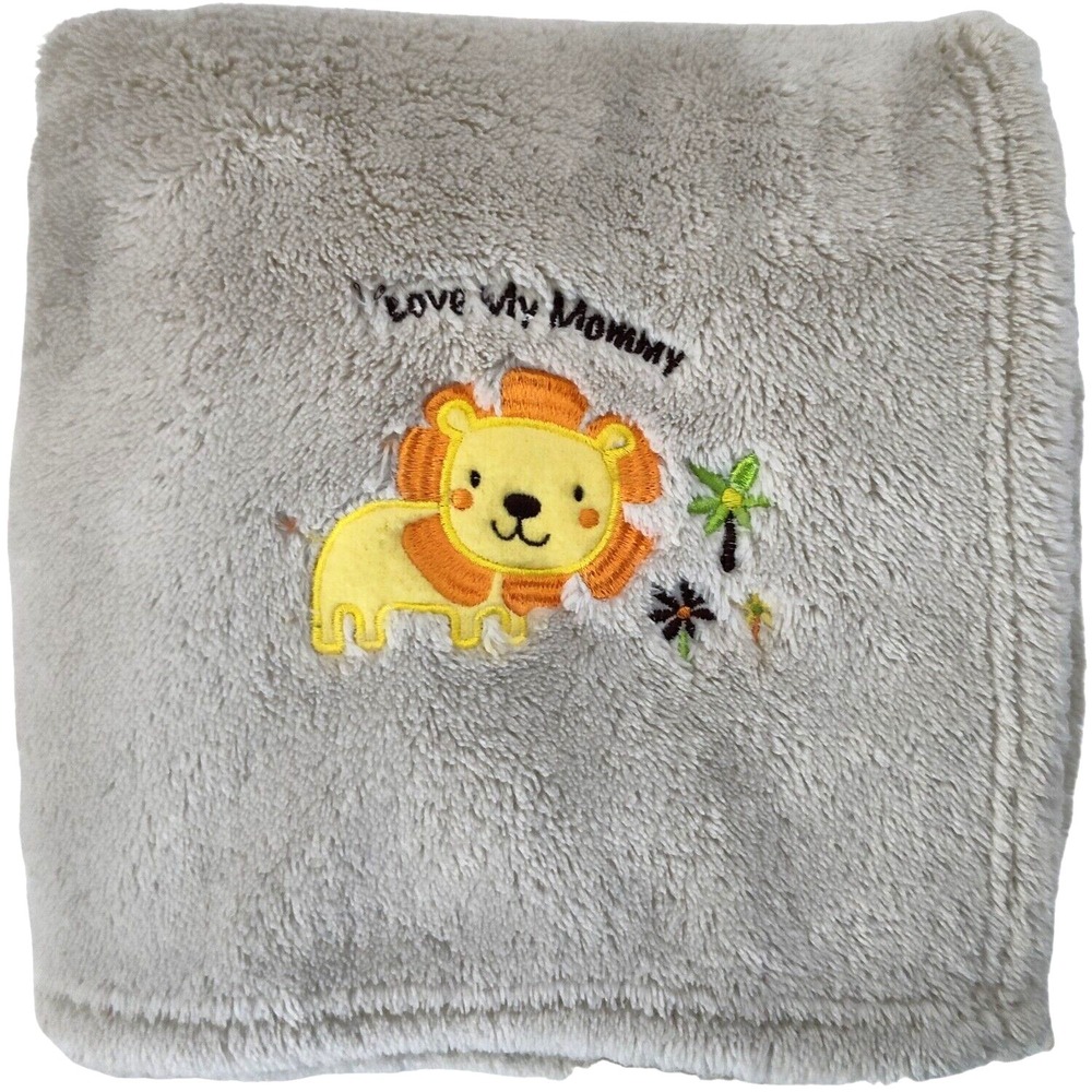 SL Home Fashions 119741 I Love My Mommy Lion Baby Blanket Brown Tan Lovey